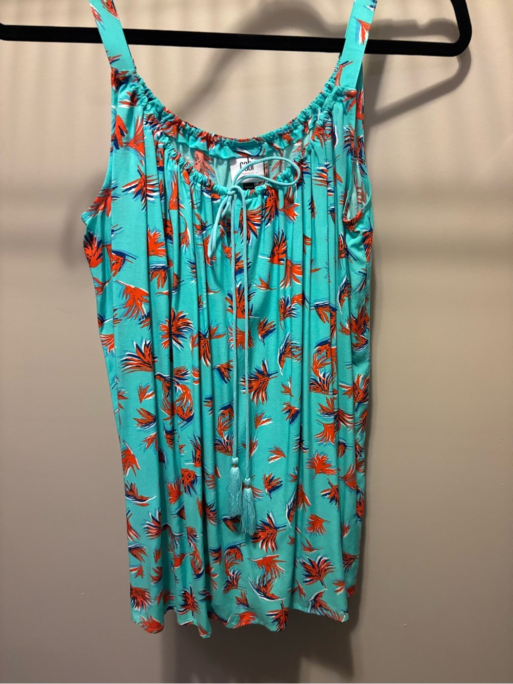 CAbi Turquoise Floral Print Sleep Chemise with Orange Accents